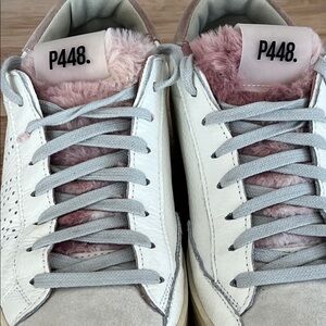 P448 White and pink FUR Sneakers 35